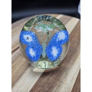 Vintage Rare Peter Gentile Paperweight Frit Butterfly w/ Ice Pick Flower